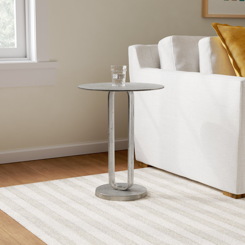 Stanza End Table, Nickel/Silver