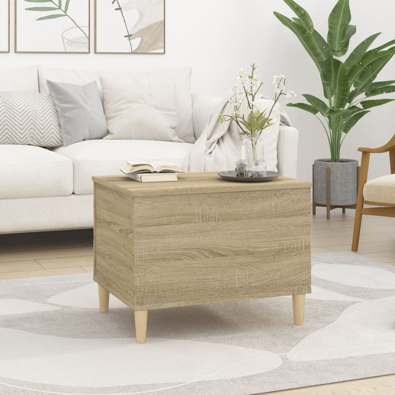 Kishaun Lift Top Four Leg Coffee Table with Storage, 45cm H x 60cm W x 44.5cm D, Sonoma Oak