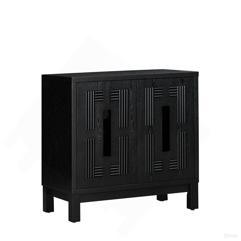 Buffet 31,5 po Mid Century Modern, Noir