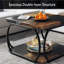Table basse carrée de 39 po avec tablette de rangement - Table basse de ferme moderne à 2 niveaux avec structure incurvée en métal robuste, table basse centrale pour le salon
