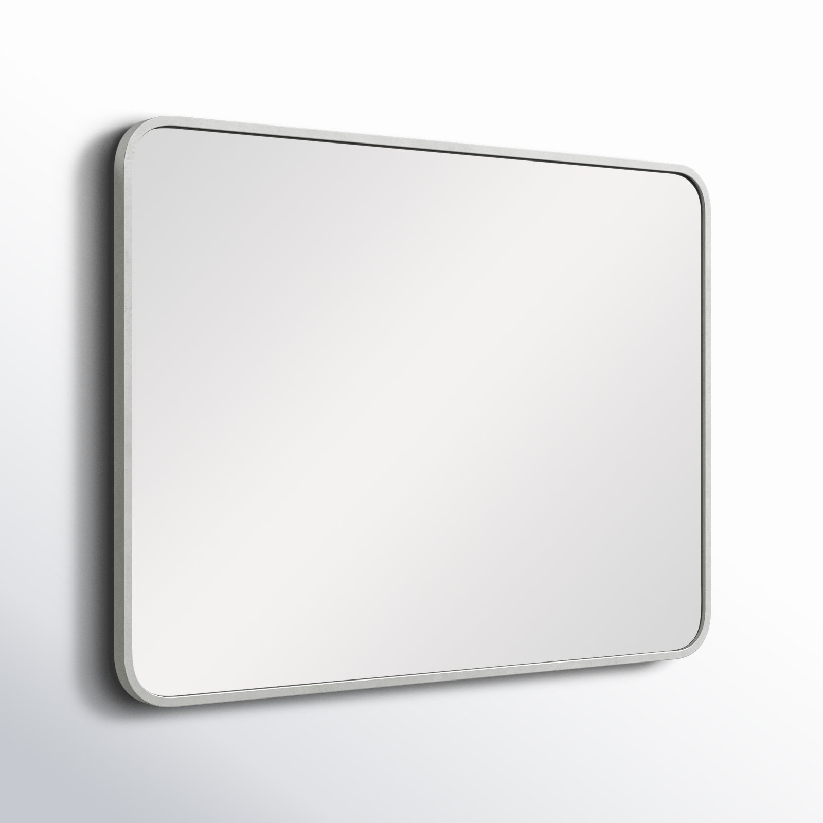Sabine Metal Rounded Rectangle Wall Mirror, Silver, 36" x 27"