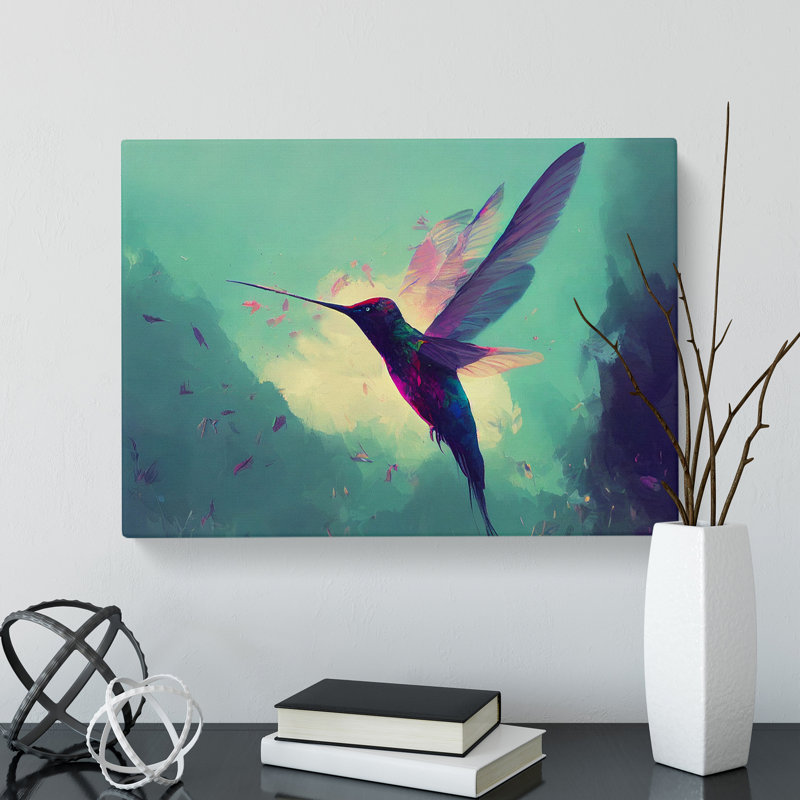 Hummingbird Art Painting Vol.6 Abstract - Wrapped Canvas, 35cm H x 50cm W x 3cm D