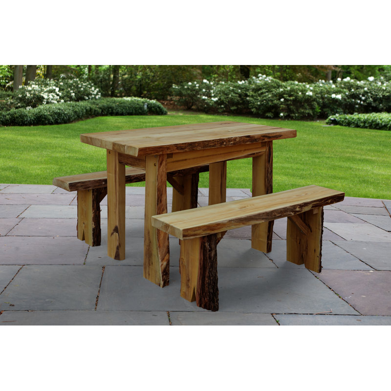 Raphael 4 - Person Patio Dining Set with Rectangular Table, Mushroom Stain, 25" W x 44" L x 30" H