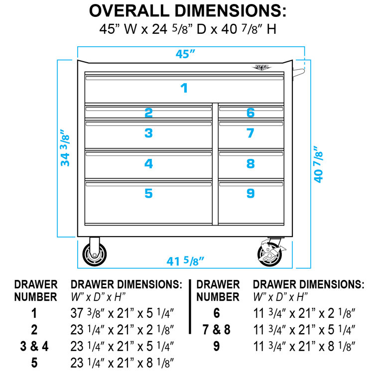 Viper Tool Storage V4109PUR 41-Inch 9 Drawer Rolling Tool Cabinet