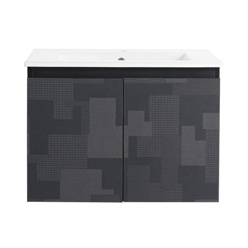 24" Floating Wall-Mounted Bathroom Vanity With Ceramics Sink And Soft-Close Cabinet Door