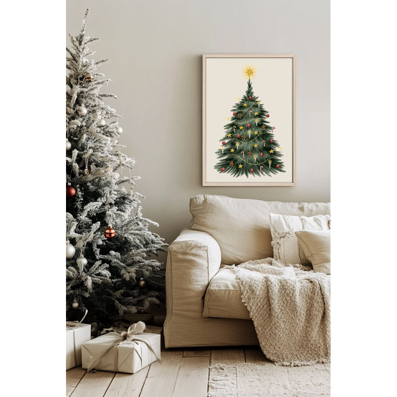«Festive Christmas», peinture encadrée décorative de 13,0 po x 19,0 po | Cadre 100% bois massif (épaisseur: 0,8 pouce), œuvre d'art 100% MDF | Impression numérique pour des couleurs vives, décoration murale parfaite pour la maison et le bureau