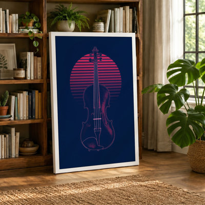Violin with Rising Sun Modern - Wrapped Canvas