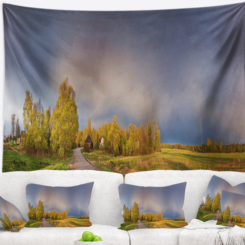 Tapisserie «Green Field Under Rainbow Sky», H 50 po x l 60 po