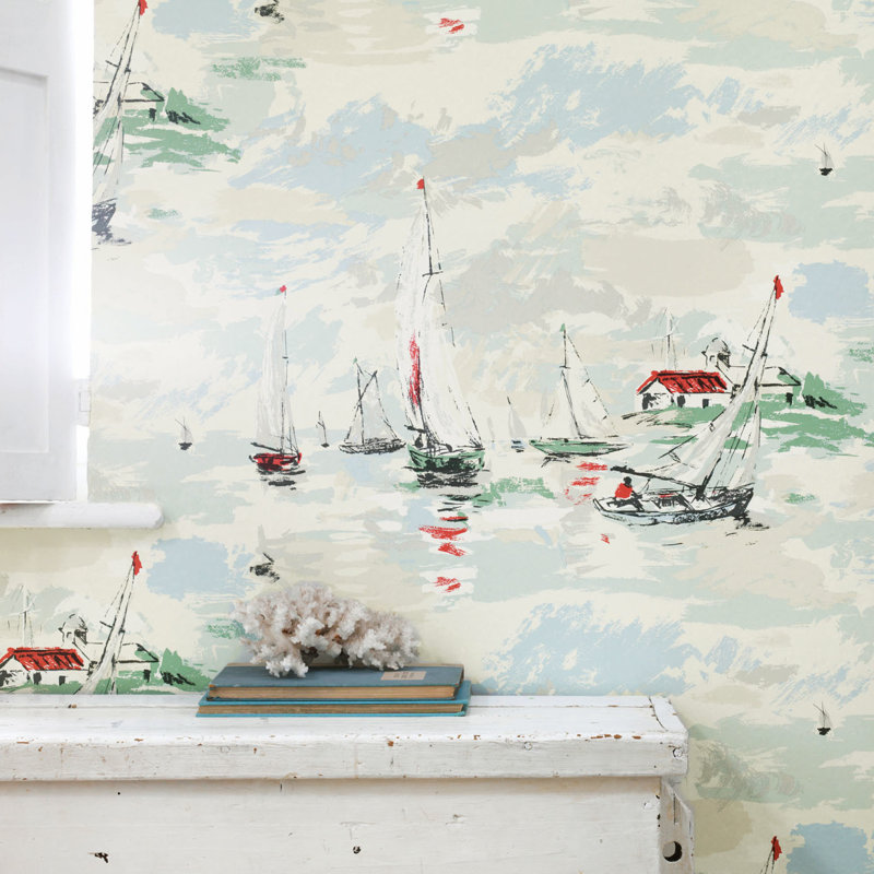 Sail Away Wallpaper, Sea Green