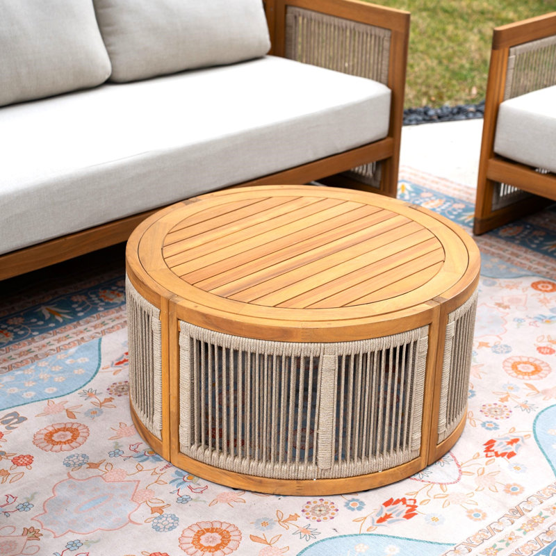 MIMO Outdoor Round Solid Wood Side Table, 80cm