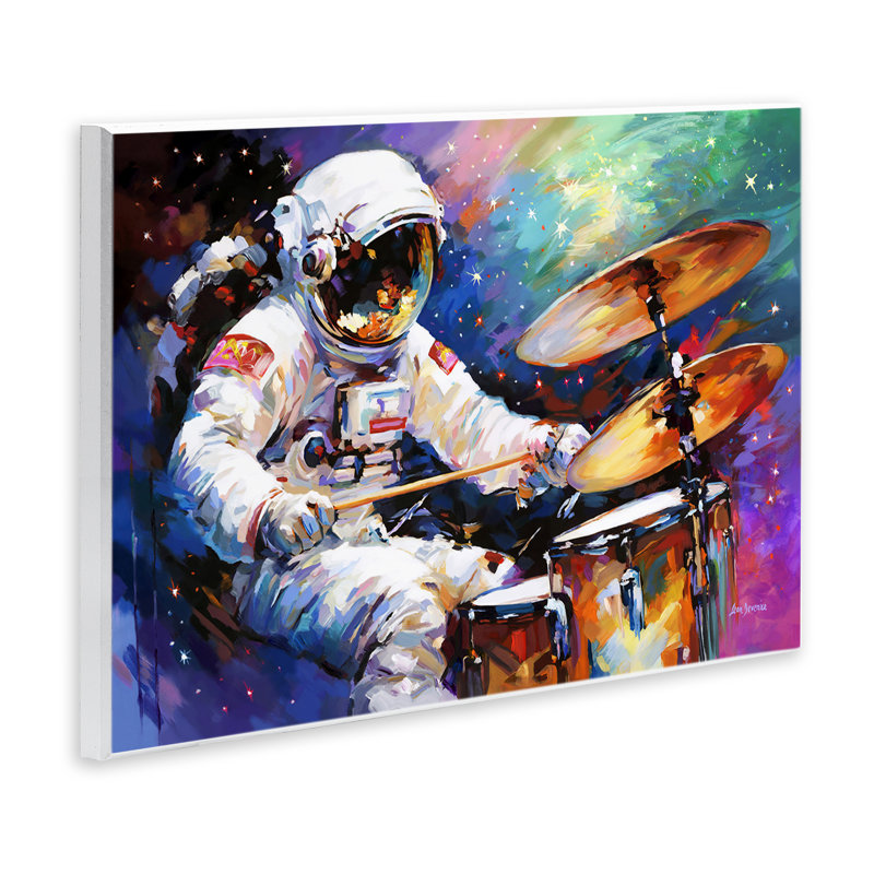 «Cosmic Drummer Musician» par Leon Devenice, H 13 po x l 19 po