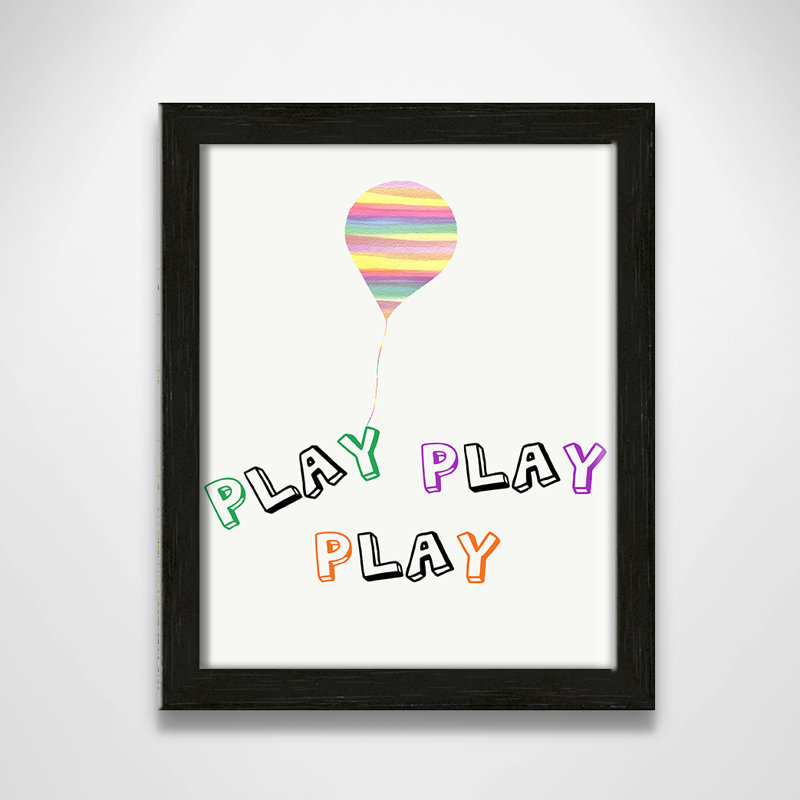 Play Play Play, impression sur papier, H 10 po x l 8 po x P 1,18 po, Encadré de boîte à grain de bois noir