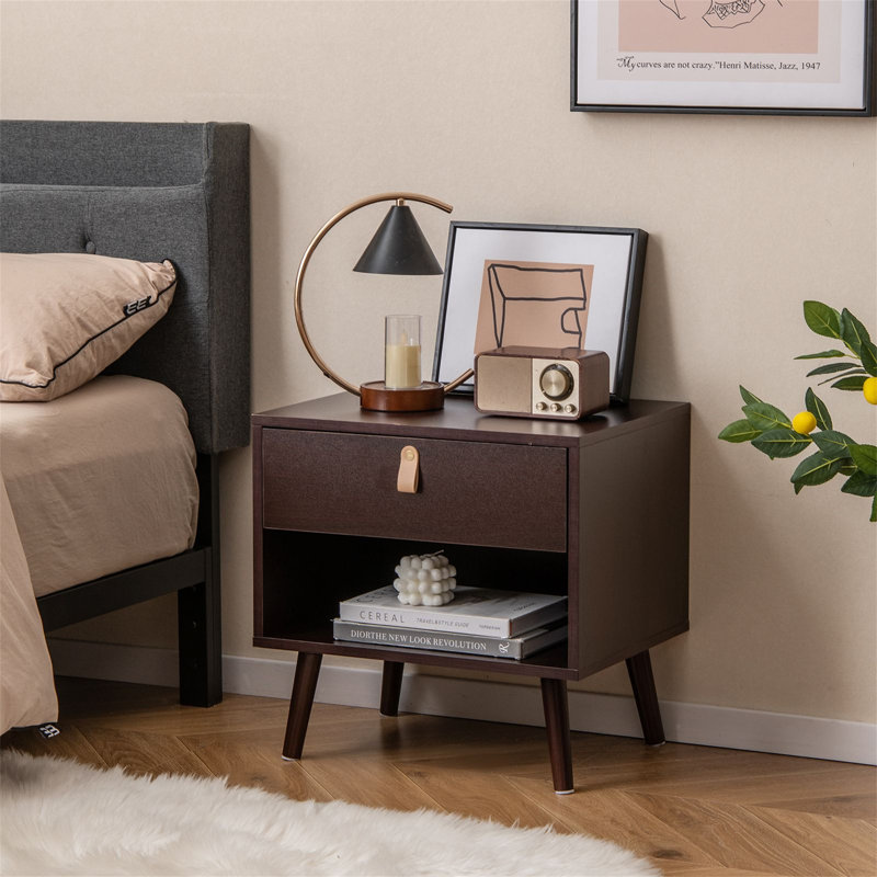 50cm W Manufactured Wood Bedside Table