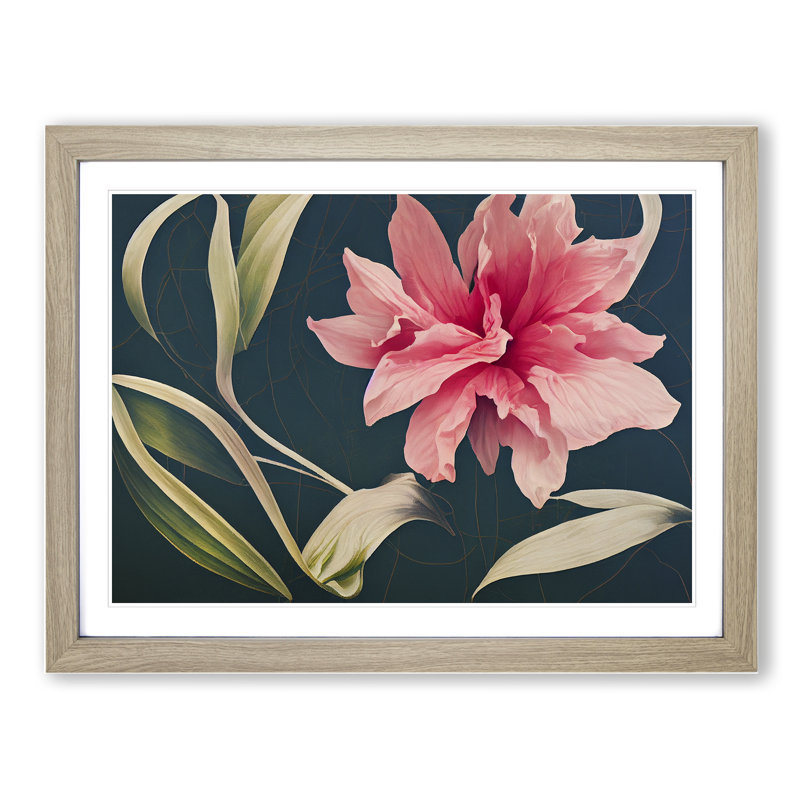 Thrilling Flower - Single Picture Frame Print, 25cm H x 34cm W x 2cm D, Oak Framed