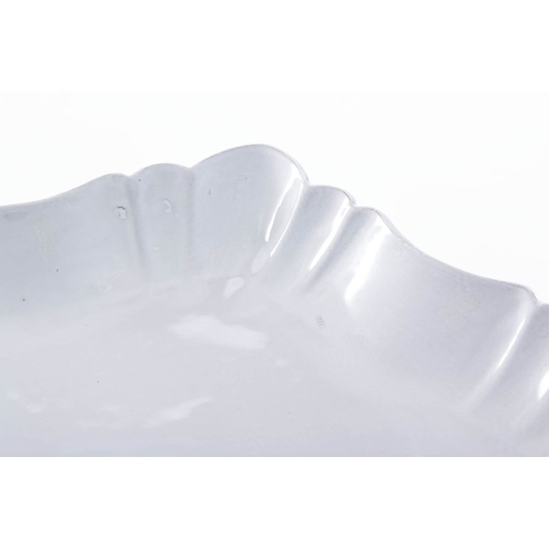 McMillan 1 Piece Ceramic Abstract Decorative Plate in White, 4cm H x 45cm W x 45cm D