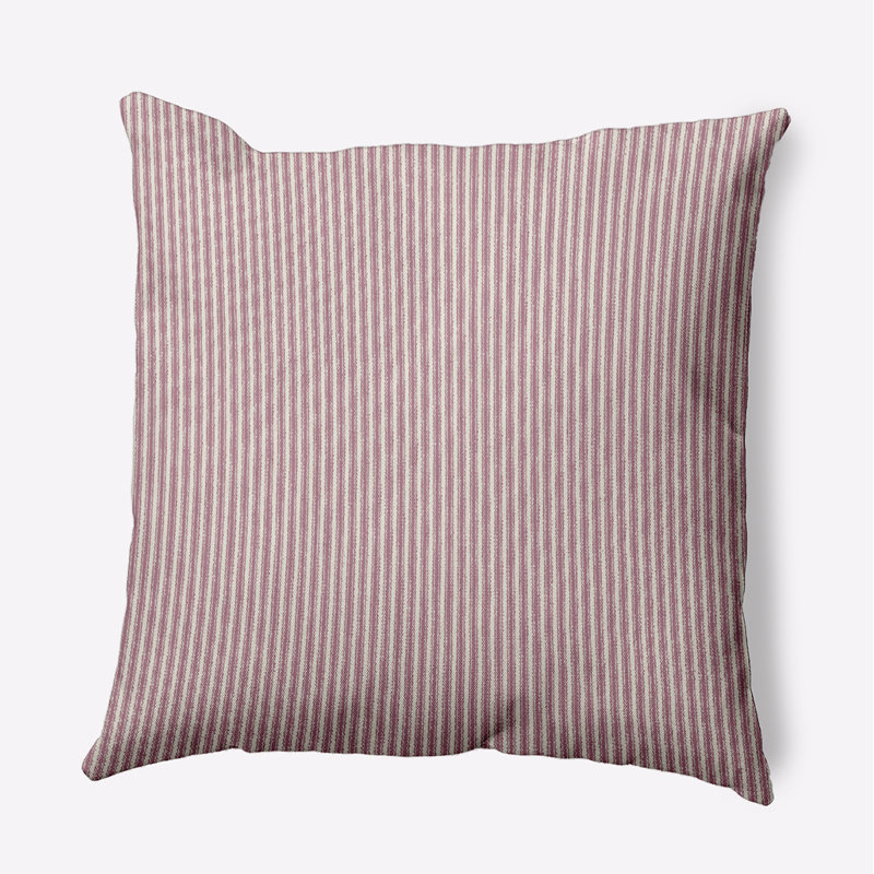 Ticking Print Square Faux Linen with Zipper Throw Pillow, 20" x 20", Purple
