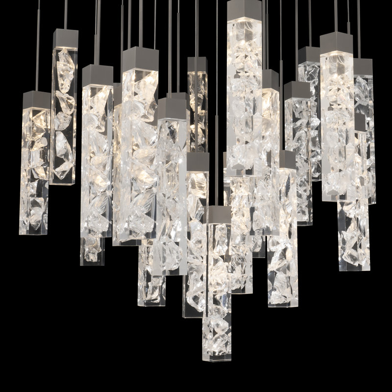 Minx - Light LED Cluster Pendant, Antique Nickel, 12.88" H x 28" W x 28" D, 25