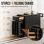 Fully Assembled Solid Wood Folding Dining Table Set, 130cm/150cm Drop Leaf Table with Hidden Chair Storage and Casters-1734793193-1734793202-1734793204
