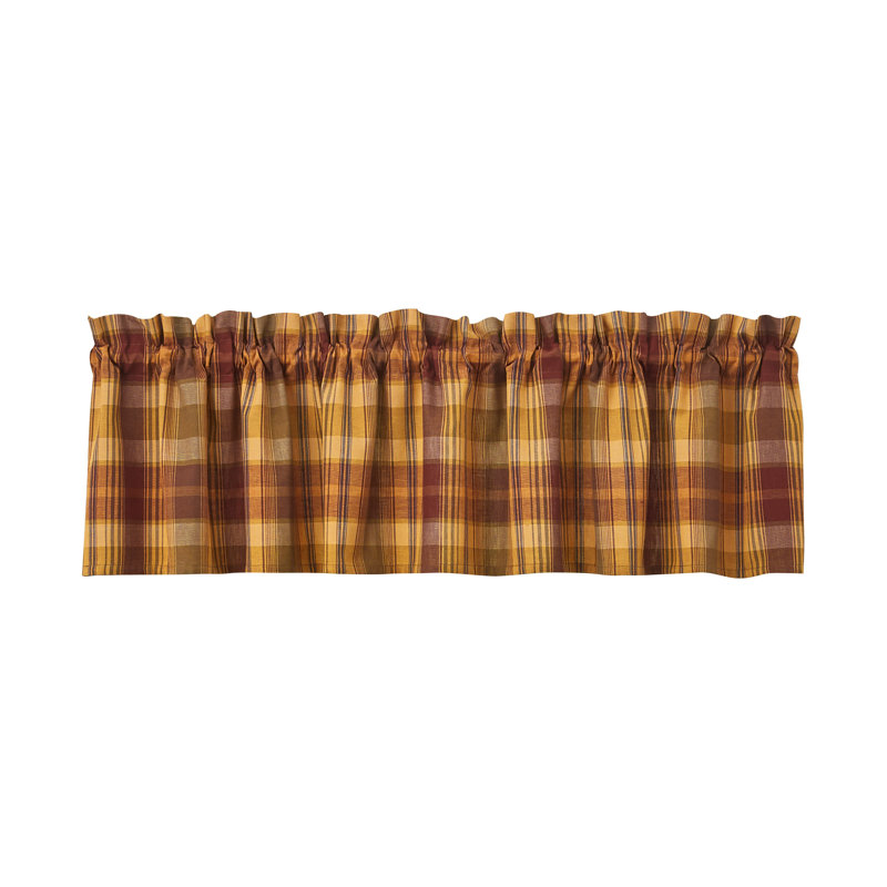 Alcinia Cotton Plaid Tailored Window Valance, 72" W x 14" H