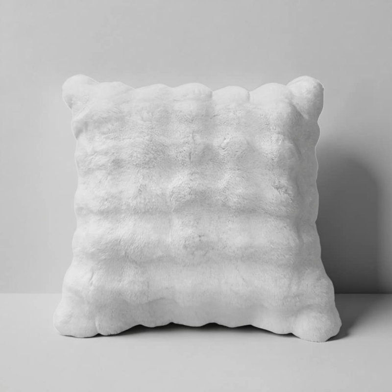 Coussin à poils longs moelleux 2X2 Ft, Blanc