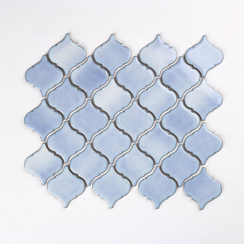 Perfection 2.6" X 2.4" Porcelain Arabesque Mosaic Tile, Sky Blue