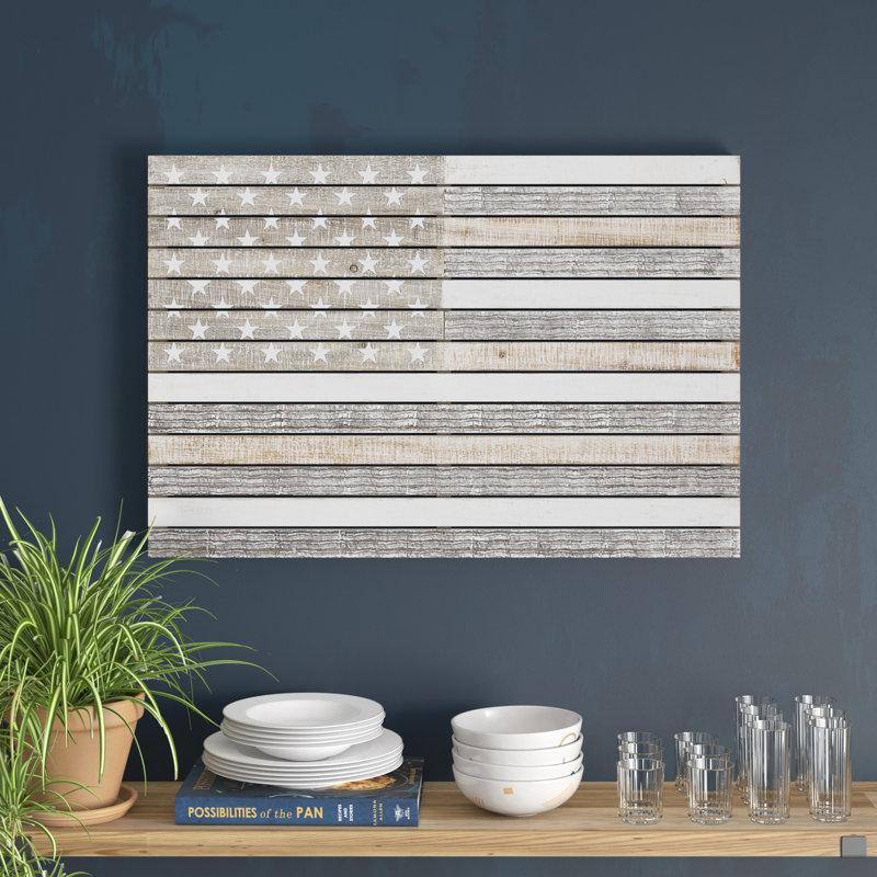 Décoration murale en bois faite à la main avec drapeau américain