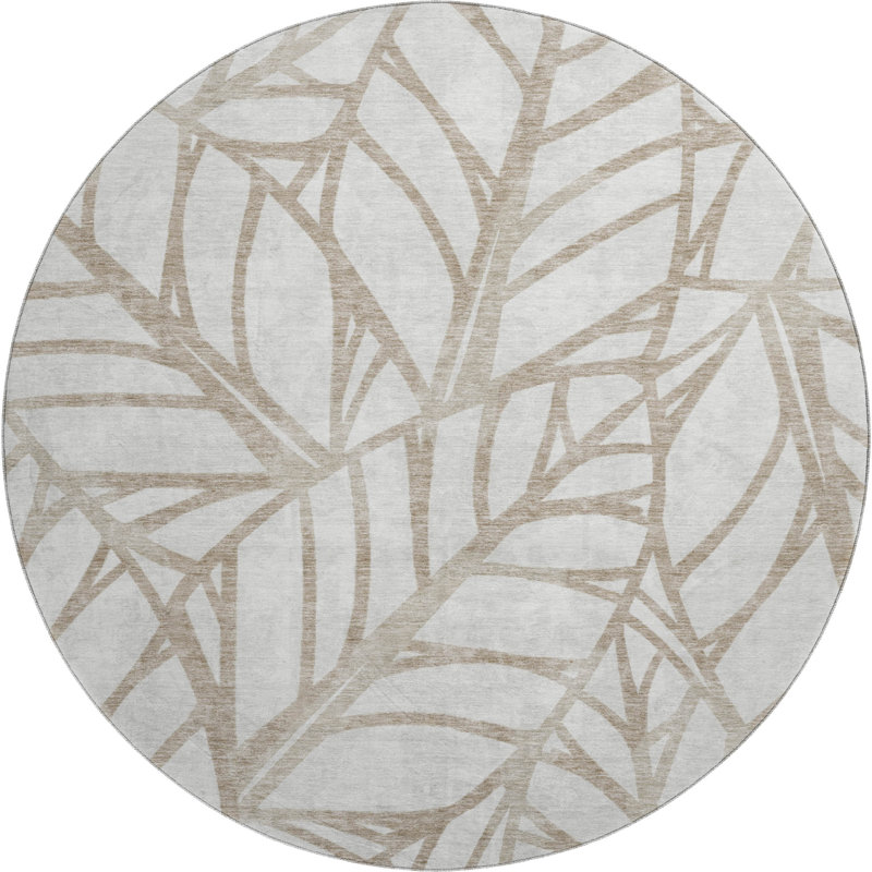 Tapis beige de qualité supérieure lavable à la machine, Rond 8 pi