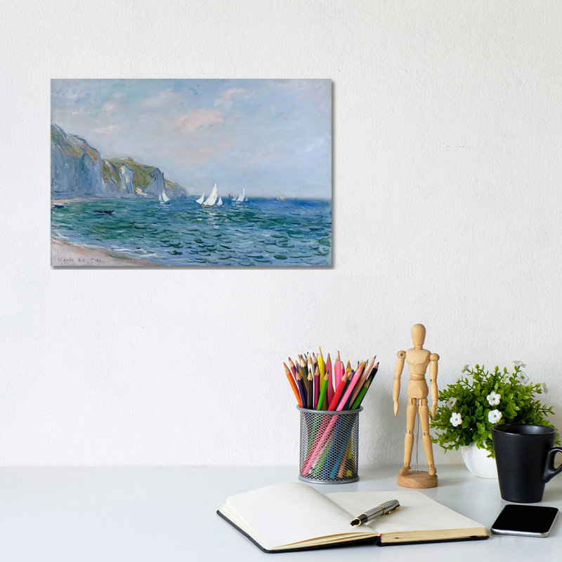 Falaises et voiliers à Pourville - Giclée sur toile tendue avec châssis
