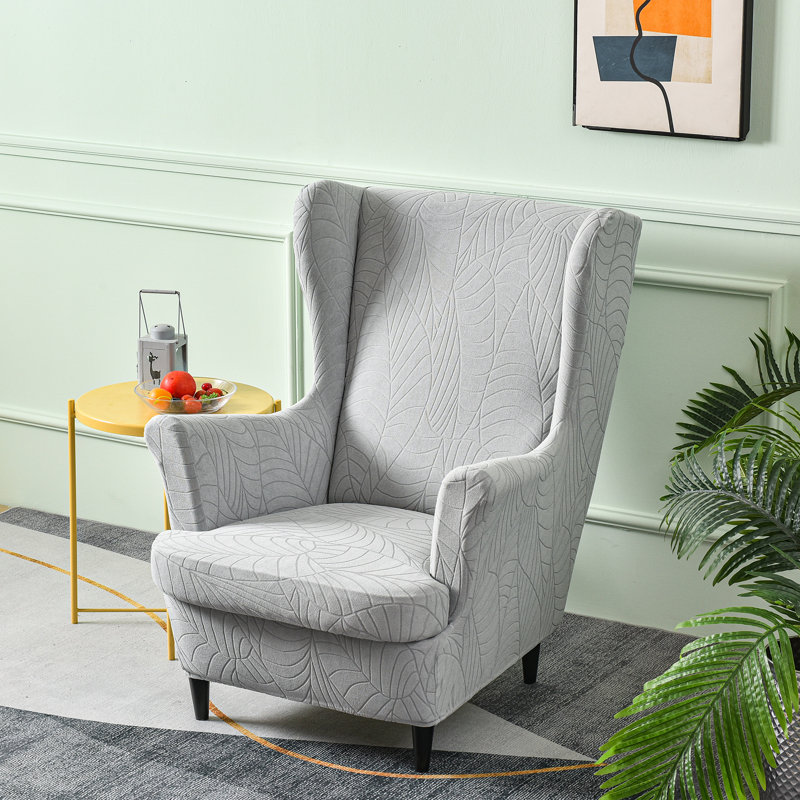 T-Cushion Wingback Slipcover, Light Grey