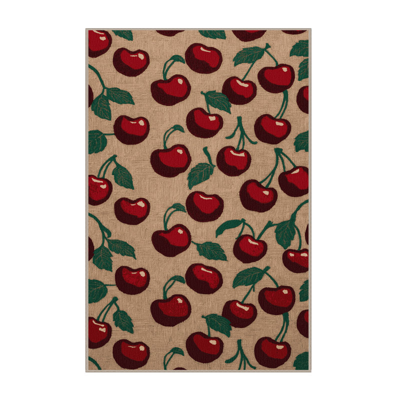 Washable Cherry Sweet Fruits Area Rug, Rectangle 4' x 6'