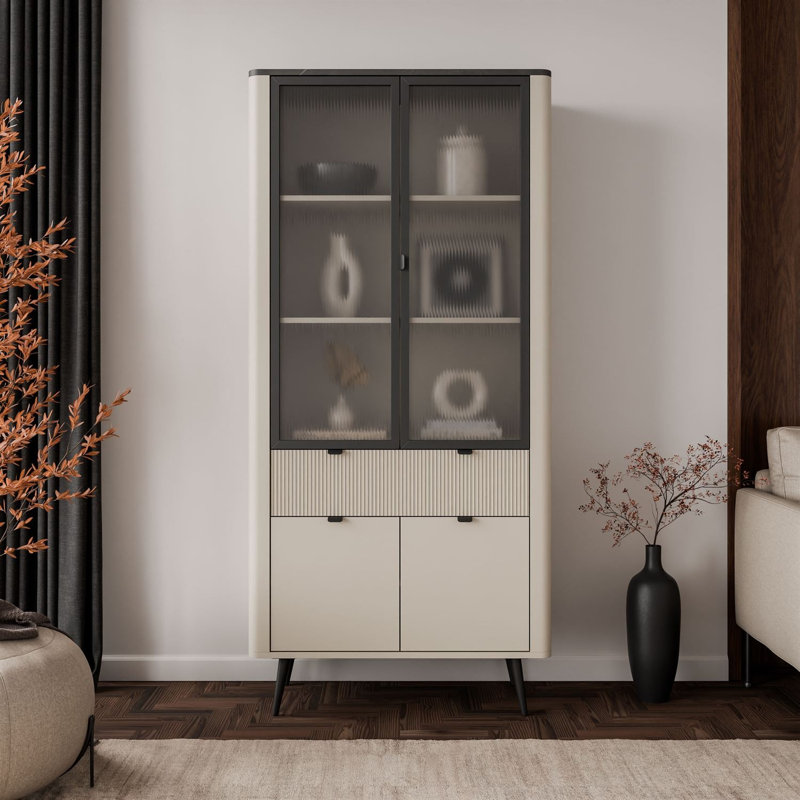 Display Cabinet, cashmere / grey stone