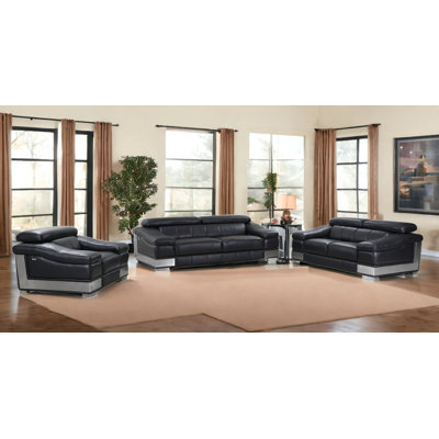Derica Three Piece Italian Leather Seating Set