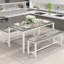 Ensemble de table de salle à manger pour 4 personnes, table de cuisine rectangulaire moderne avec 2 bancs, ensemble de 3 pièces de table et chaises pour petits espaces, cuisine, salle à manger-193642386