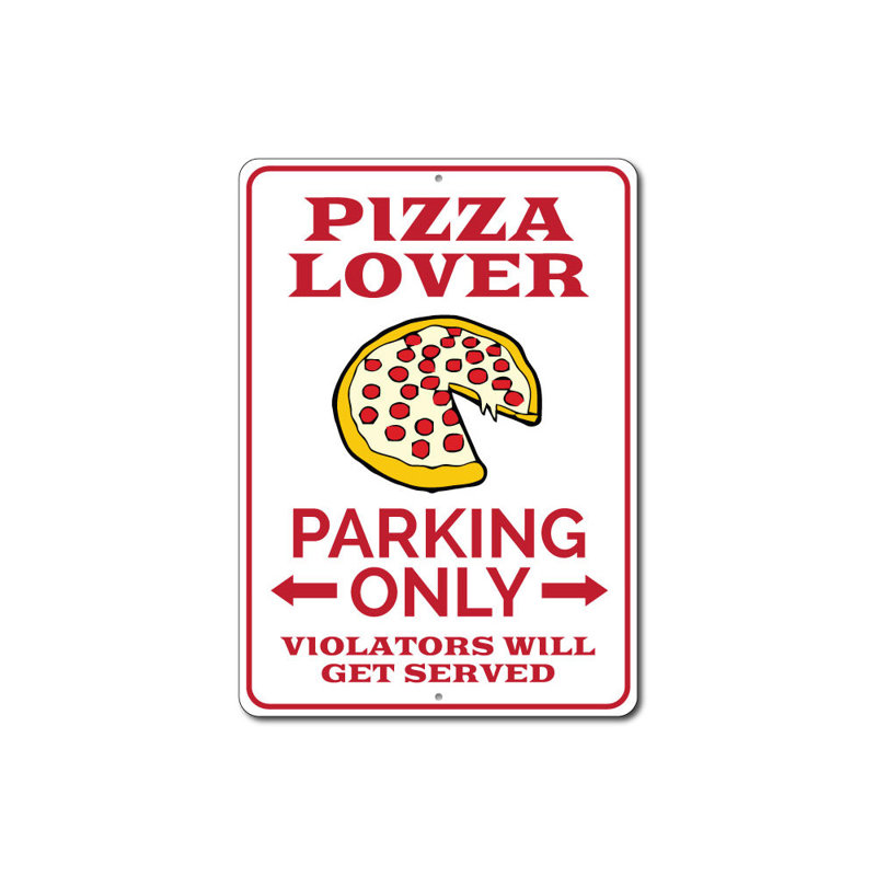 Enseigne de pizza en aluminium pour les amateurs de pizza, H 14 po x l 10 po x P 0,04 po