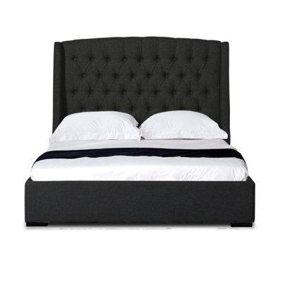 Grand lit plateforme tapissier Halema