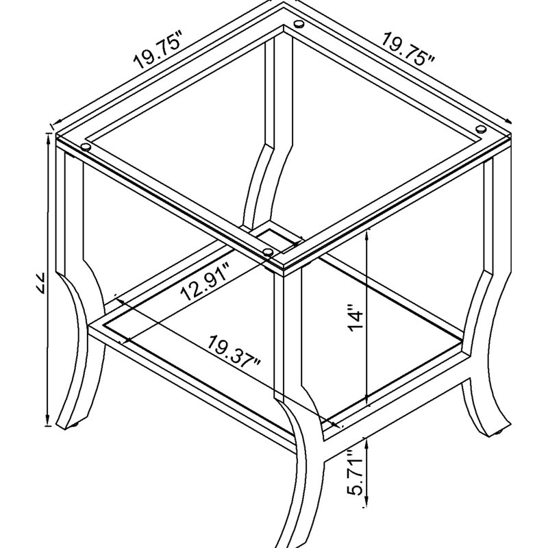 - Enduit, table de bout carrée en verre, armoires, tablettes, tables à surface réfléchissante, pieds d'aspect fluide