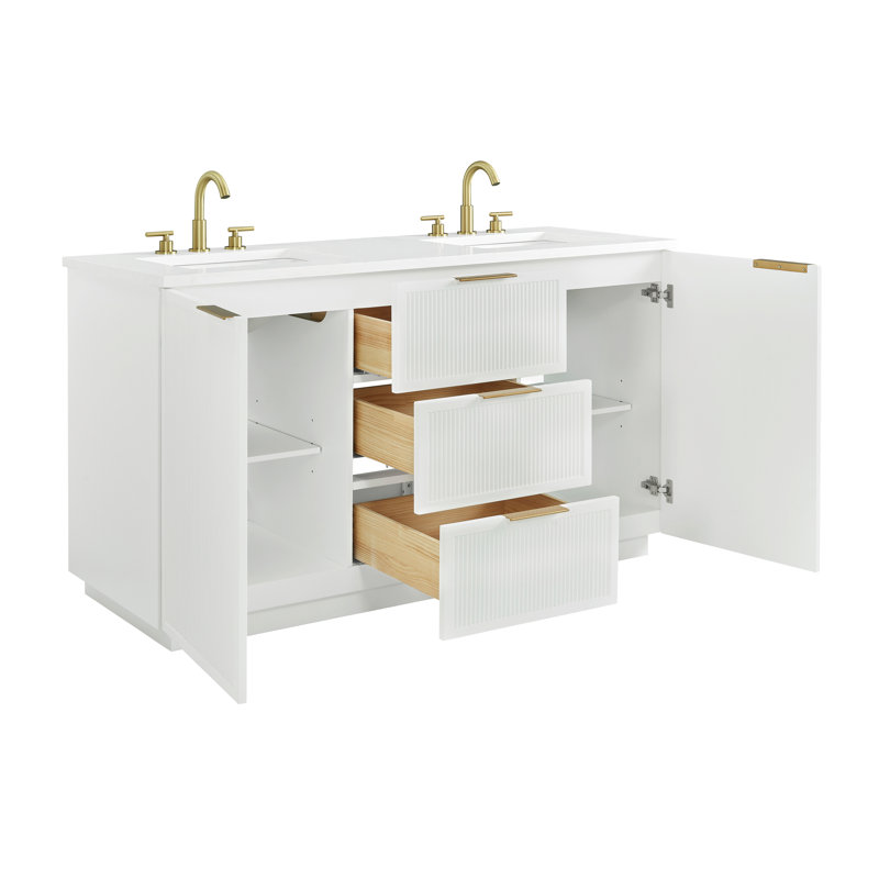 Meuble-lavabo double 60 po Aderyn, Blanc