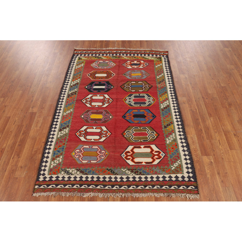 Tapis réversible kilim en laine à teinture végétale 4 x 6