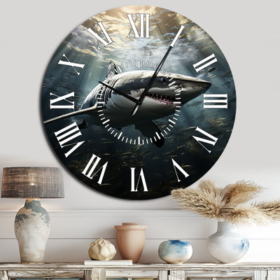 Grey Shark The Majesty - Animals White Face Wall Clock