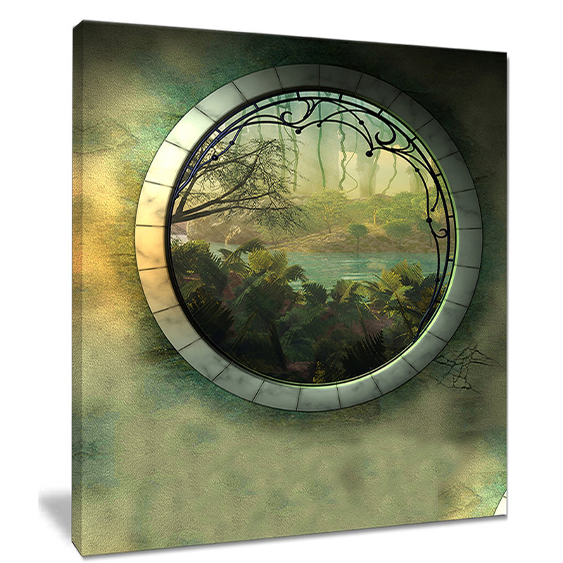 «Green Fantasy Landscape with Frame», impression sur toile tendue, H 40 po x l 30 po x P 1 po