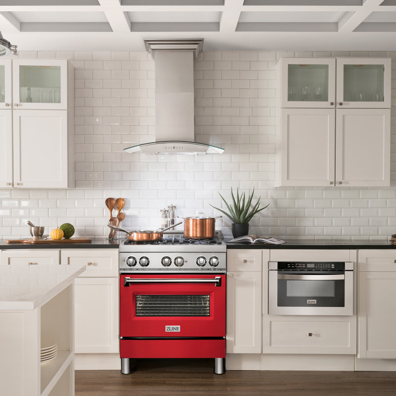 ZLINE 30" Legacy Dual Fuel Range, Red Matte Stainless Steel