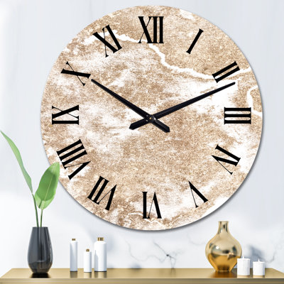 Gold Marble Art on White - Modern Wall Clock