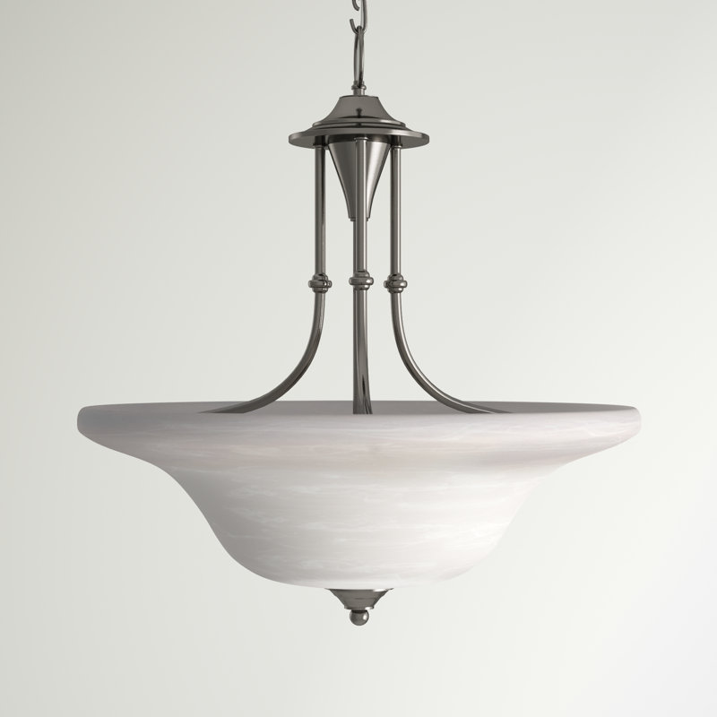 Luminaire suspendu bol 3 lumières Baronne, Nickel brossé