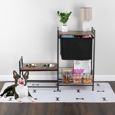 Bols pour chien surélevés avec rangement - support pour bol surélevé pour chien avec 3 hauteurs réglables, panier à jouets et 2 bols en acier inoxydable - Station d'alimentation pour animaux de petite et grande taille par PETMAKER