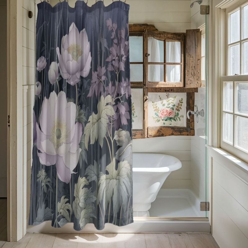 Floral Shower Curtain, 74"H x 71"W