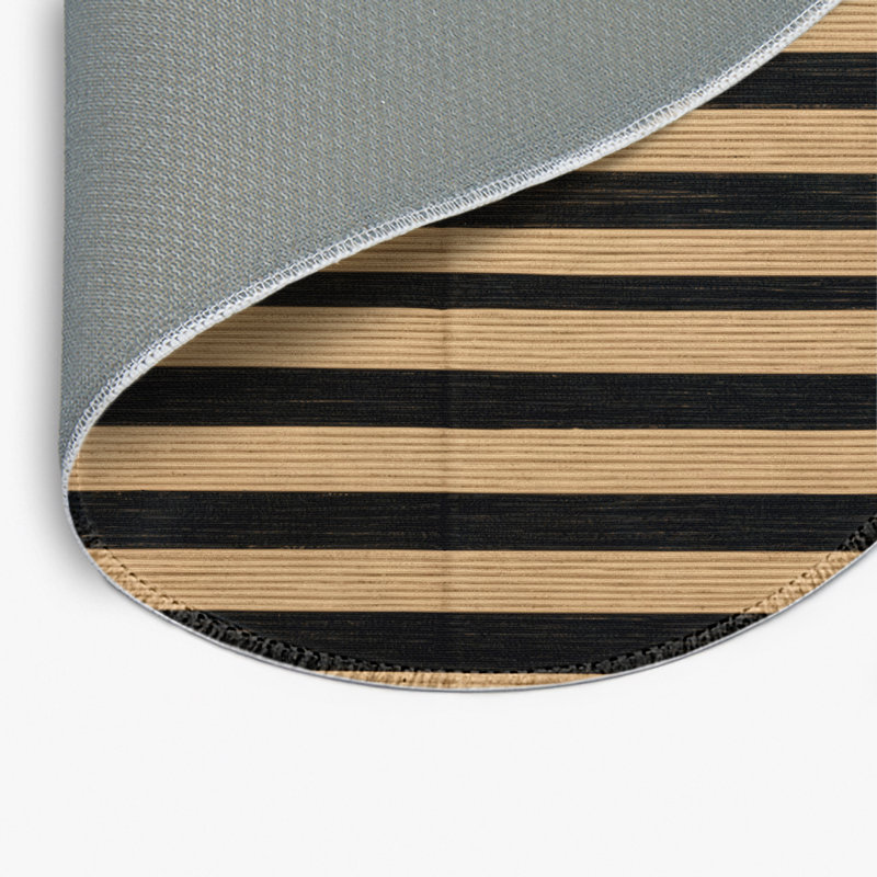 HorizontalStripes Beige Indoor and Outdoor Area Rug, Round 5'