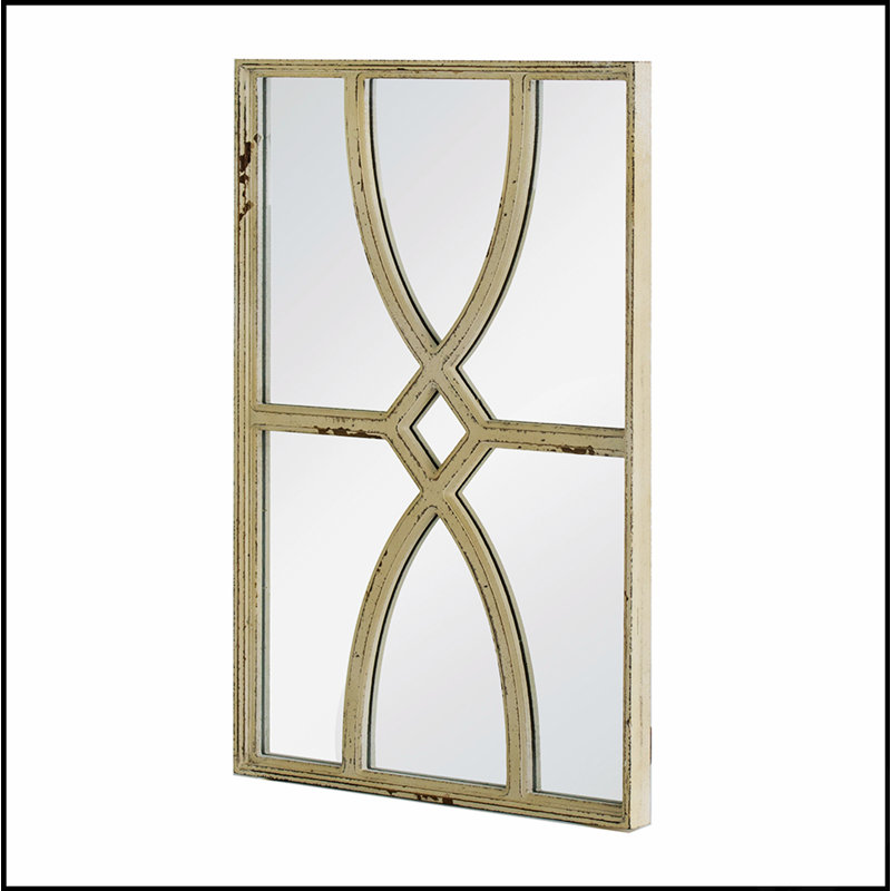 Miroirs muraux rectangulaires en bois avec cadre blanc vieilli, parfait pour un décor moderne et rustique