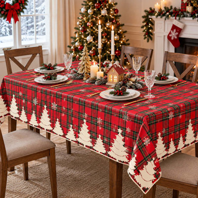 4-Pack 51 x 86" Buffalo Plaid Christmas Tablecloths