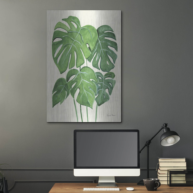 Art mural en métal luxueux «Tropical Leaves 1» par Farida Zaman, 24 po x 36 po, H 36 po x l 24 po