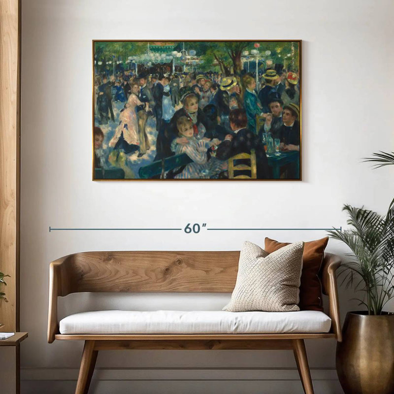 Danse au Moulin de La Galette, Cadre flottant doré, 43 po x 29 po
